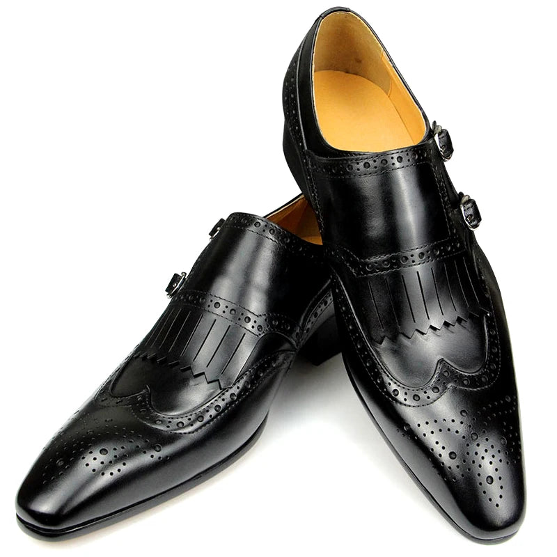 Luxury Leather Shoes New Top Layer Cowhide Pointed Toe British Business Formal Men'S Leather Shoes Wedding Shoes Office Shoes