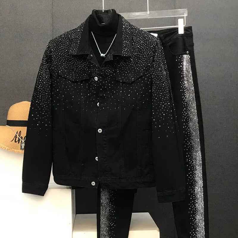 Fashionable Hot Diamond Jacket Spring and Autumn 2025 New Men'S Tops Retro Short Jackets