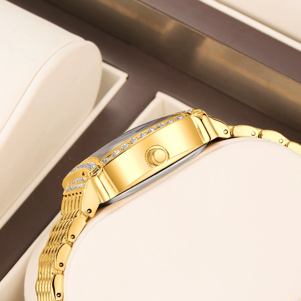 Womens Quartz Watch with Rhinestone Decor Versatile Daily Party Gift Box Included Great Gift for Girlfriend Wife Mother