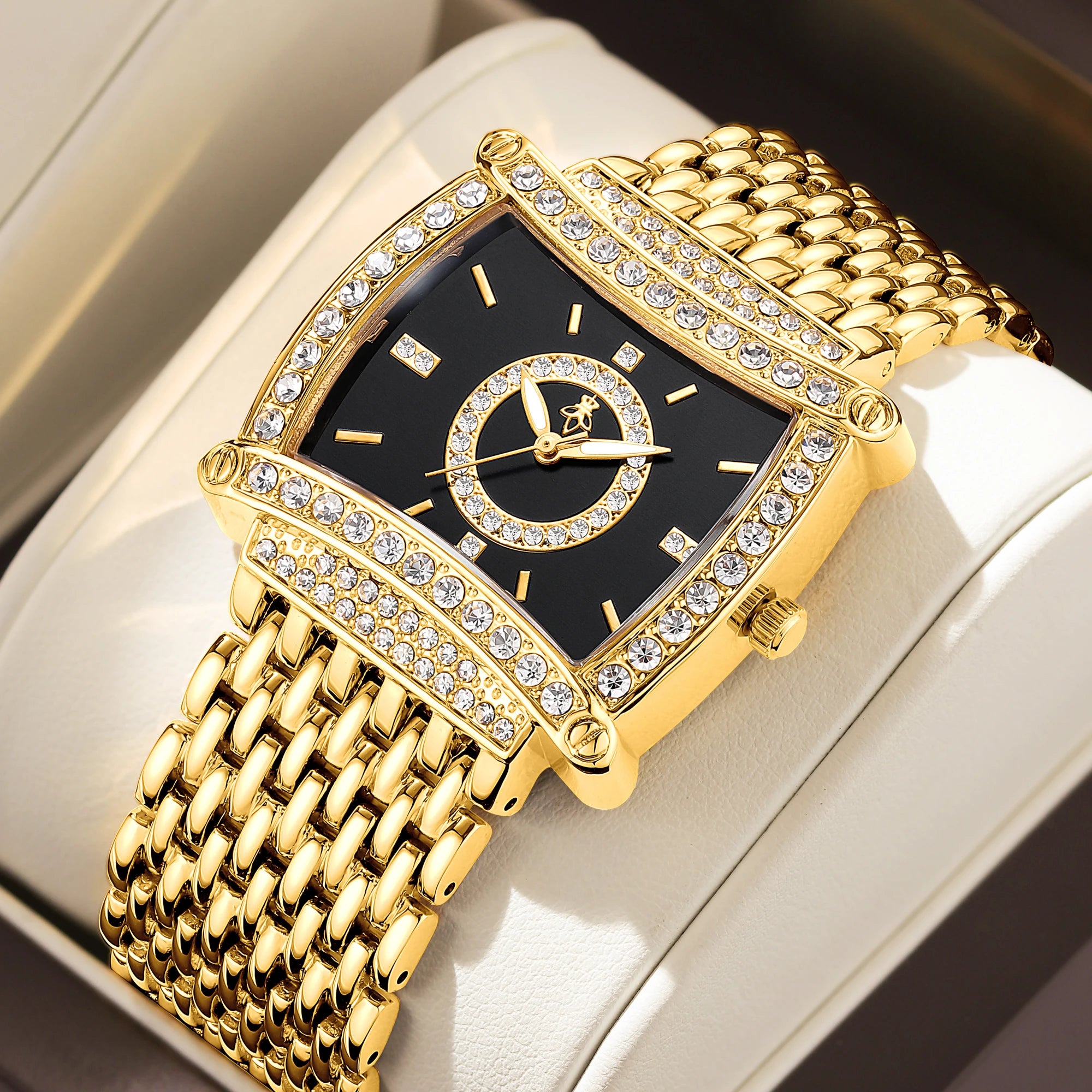 Womens Quartz Watch with Rhinestone Decor Versatile Daily Party Gift Box Included Great Gift for Girlfriend Wife Mother