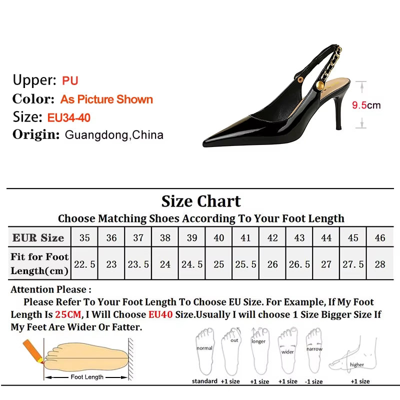 High Heels 9.5Cm Women'S Shoes Pointed Hollow Back Strap Heels Shallow Mouth Lady Pumps Lacquer Leather Stilettoes Banquet Shoes