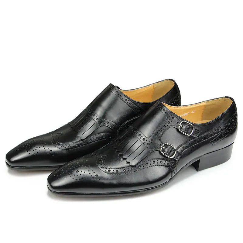 Luxury Leather Shoes New Top Layer Cowhide Pointed Toe British Business Formal Men'S Leather Shoes Wedding Shoes Office Shoes