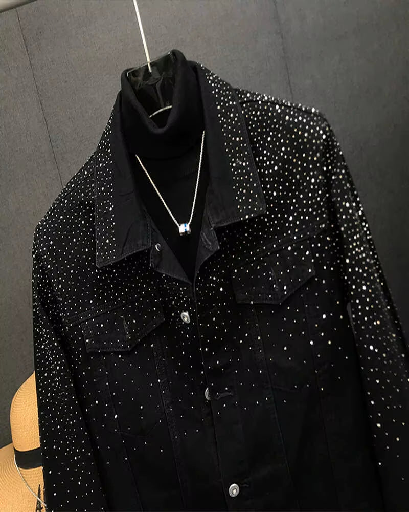Fashionable Hot Diamond Jacket Spring and Autumn 2025 New Men'S Tops Retro Short Jackets