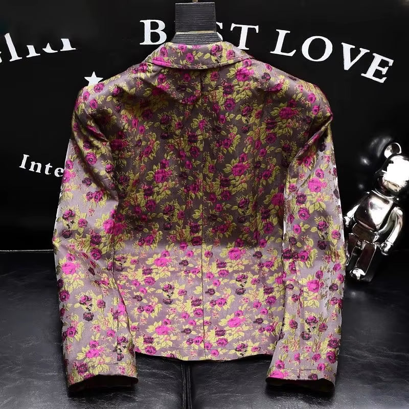 Luxury Embroidery Suit Jacket Men Blazer Spring Autumn Slim Fit Long Sleeve Tops Coat Fashion High Quality Handsome Small Suit