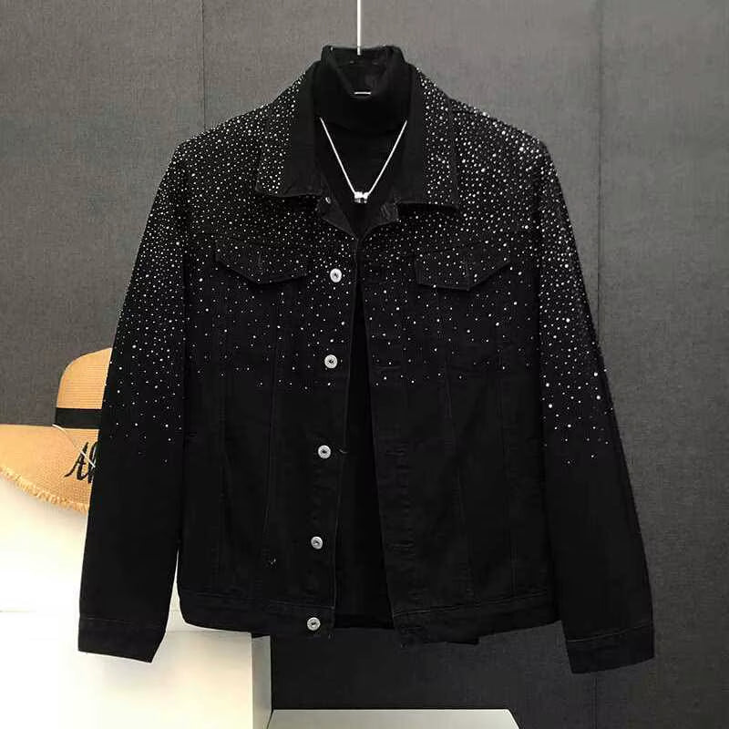Fashionable Hot Diamond Jacket Spring and Autumn 2025 New Men'S Tops Retro Short Jackets