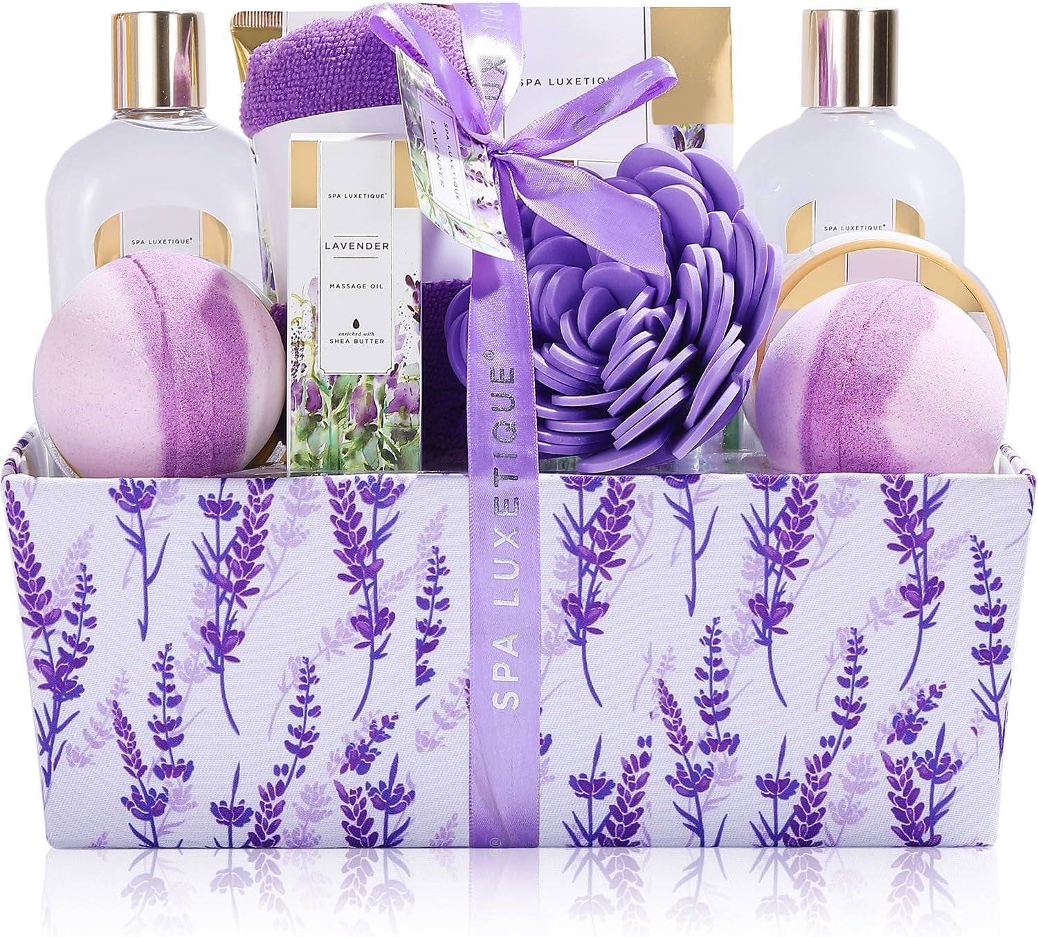 Coffret De Bain Et De Soins, 12 Pièces, Parfum De Lavande, Lotion Pour Le Corps, Boules De Bain, Idée Cadeau De Saint Valentin Parfait Pour Femme, Cadeau Noël, Cadeau Fête Des Mères
