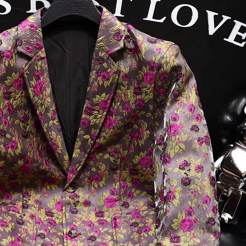 Luxury Embroidery Suit Jacket Men Blazer Spring Autumn Slim Fit Long Sleeve Tops Coat Fashion High Quality Handsome Small Suit