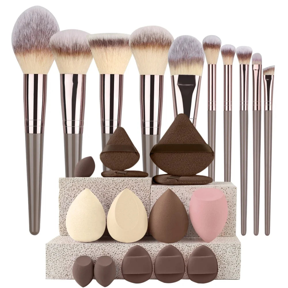 Ensemble de pinceaux de maquillage Premium, doux et moelleux, pour fond de teint, cosmétique, fard à paupières, Blush, outils de maquillage Kabuki, 3 à 20 pièces