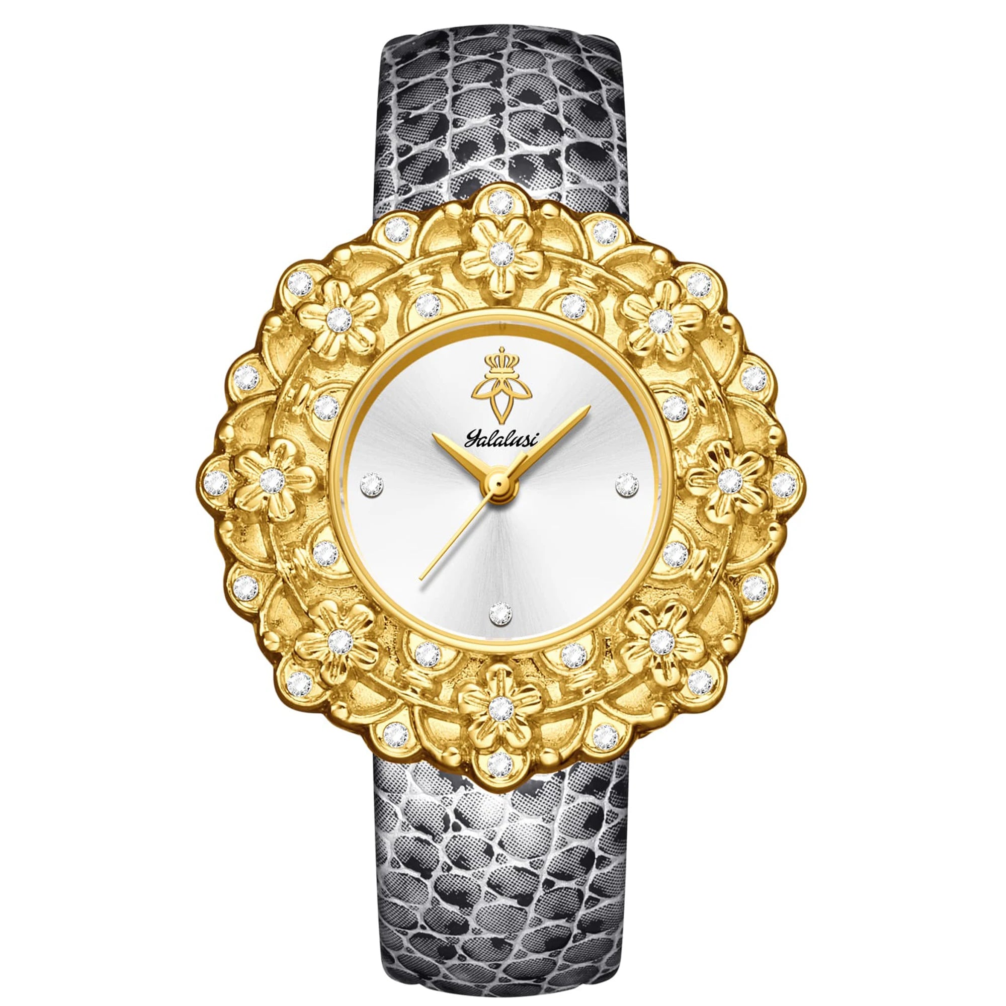 Montre à Quartz pour femmes, grand cadran émeraude avec strass scintillants, magnifique cadeau de fleur dorée