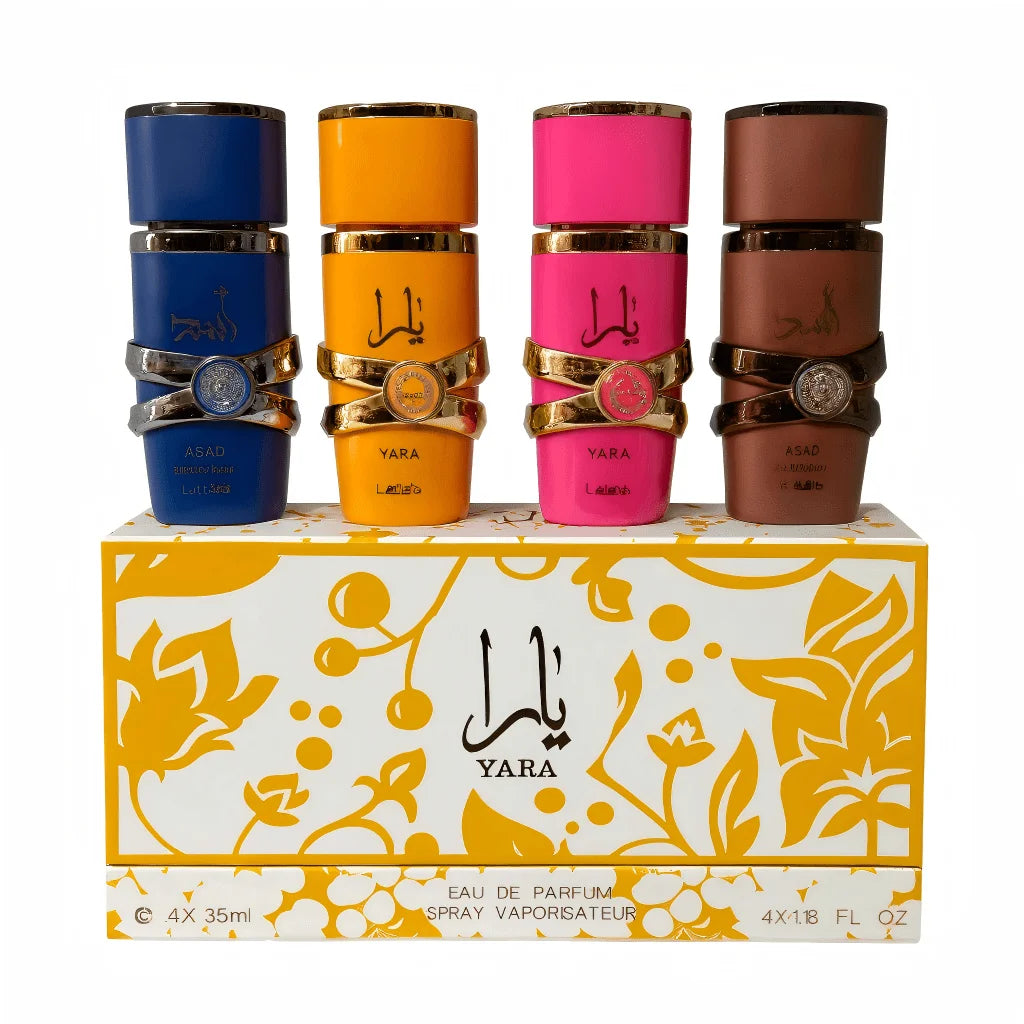 Lattafa Coffret de Parfums YARA & ASAD – Eau de Parfum de Luxe | Set de 4 Flacons | Unisex