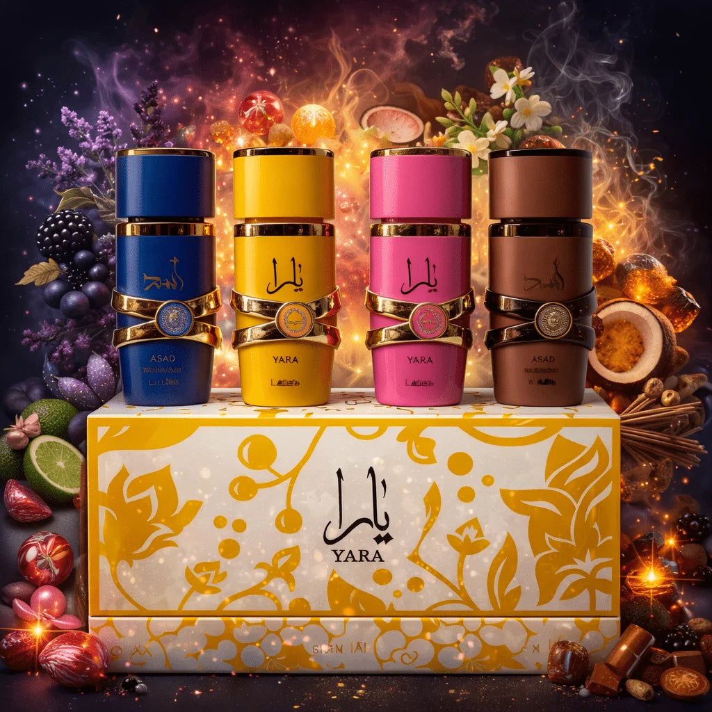 Lattafa Coffret de Parfums YARA & ASAD – Eau de Parfum de Luxe | Set de 4 Flacons | Unisex