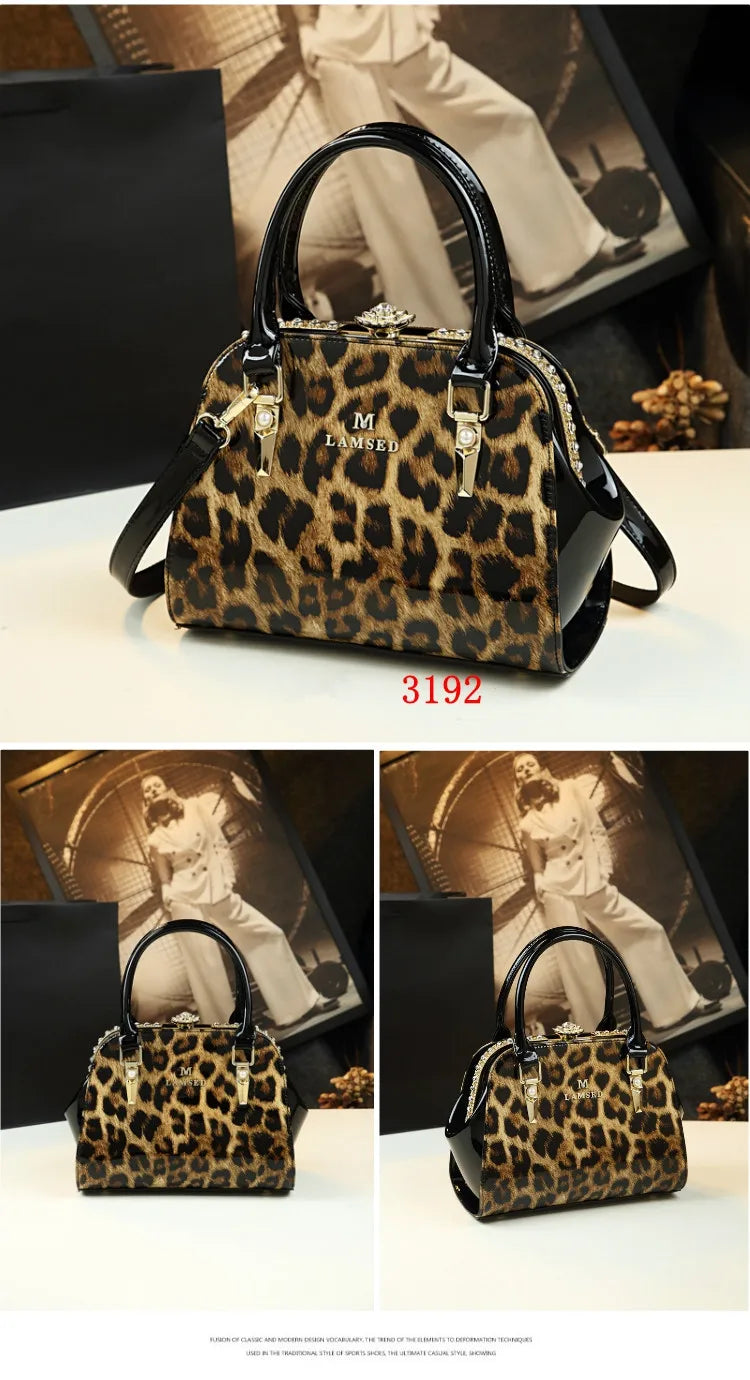 Sac à main léopard en cuir véritable pour femme, cuir de vachette, sac fourre-tout portable pour femme, sac de soirée, sacs alertes onaux initiés pour femme, mode