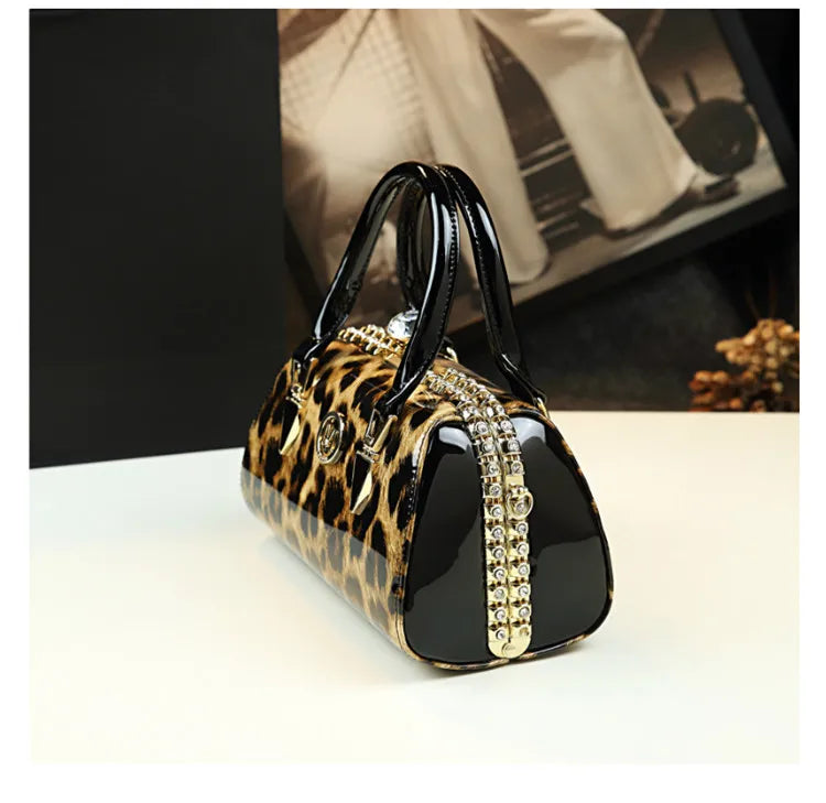 Sac à main léopard en cuir véritable pour femme, cuir de vachette, sac fourre-tout portable pour femme, sac de soirée, sacs alertes onaux initiés pour femme, mode