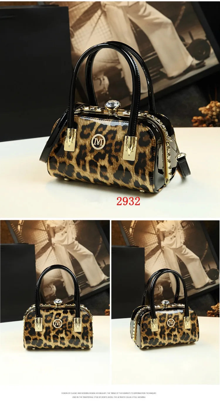 Sac à main léopard en cuir véritable pour femme, cuir de vachette, sac fourre-tout portable pour femme, sac de soirée, sacs alertes onaux initiés pour femme, mode