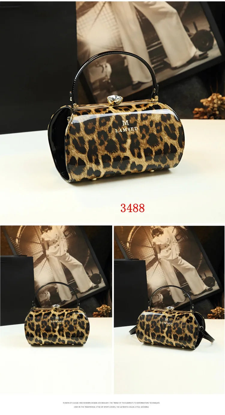 Sac à main léopard en cuir véritable pour femme, cuir de vachette, sac fourre-tout portable pour femme, sac de soirée, sacs alertes onaux initiés pour femme, mode