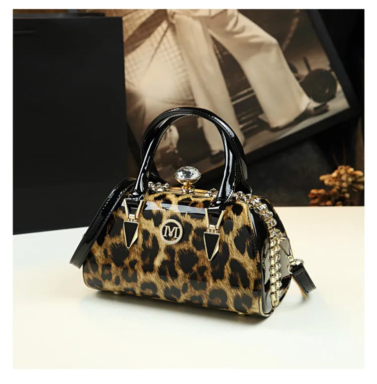 Sac à main léopard en cuir véritable pour femme, cuir de vachette, sac fourre-tout portable pour femme, sac de soirée, sacs alertes onaux initiés pour femme, mode