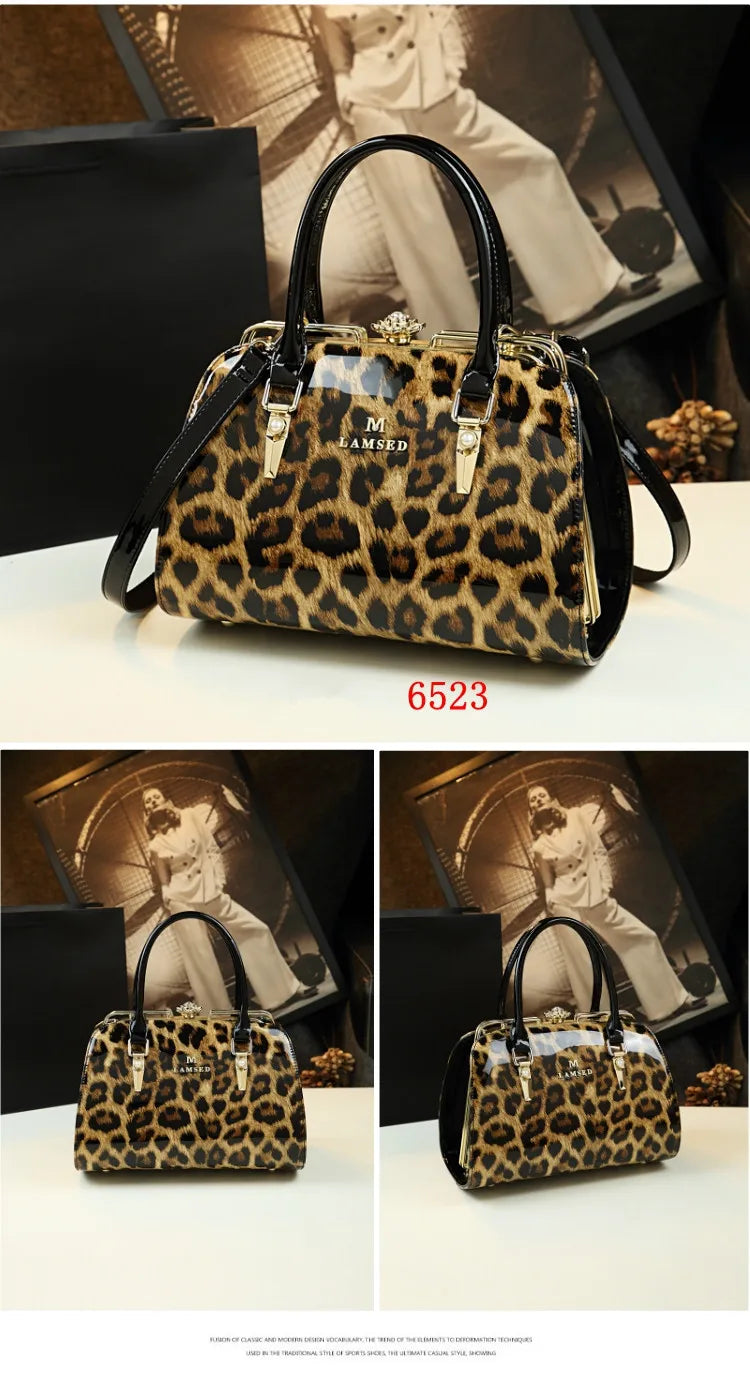 Sac à main léopard en cuir véritable pour femme, cuir de vachette, sac fourre-tout portable pour femme, sac de soirée, sacs alertes onaux initiés pour femme, mode