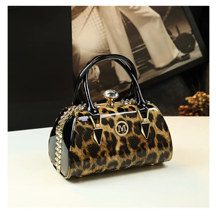 Sac à main léopard en cuir véritable pour femme, cuir de vachette, sac fourre-tout portable pour femme, sac de soirée, sacs alertes onaux initiés pour femme, mode