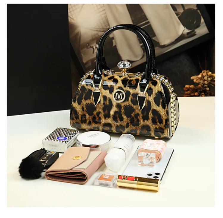 Sac à main léopard en cuir véritable pour femme, cuir de vachette, sac fourre-tout portable pour femme, sac de soirée, sacs alertes onaux initiés pour femme, mode