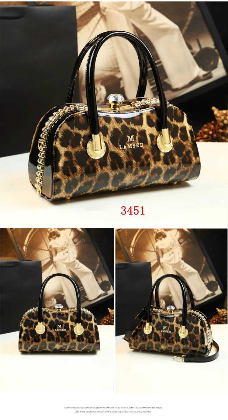 Sac à main léopard en cuir véritable pour femme, cuir de vachette, sac fourre-tout portable pour femme, sac de soirée, sacs alertes onaux initiés pour femme, mode