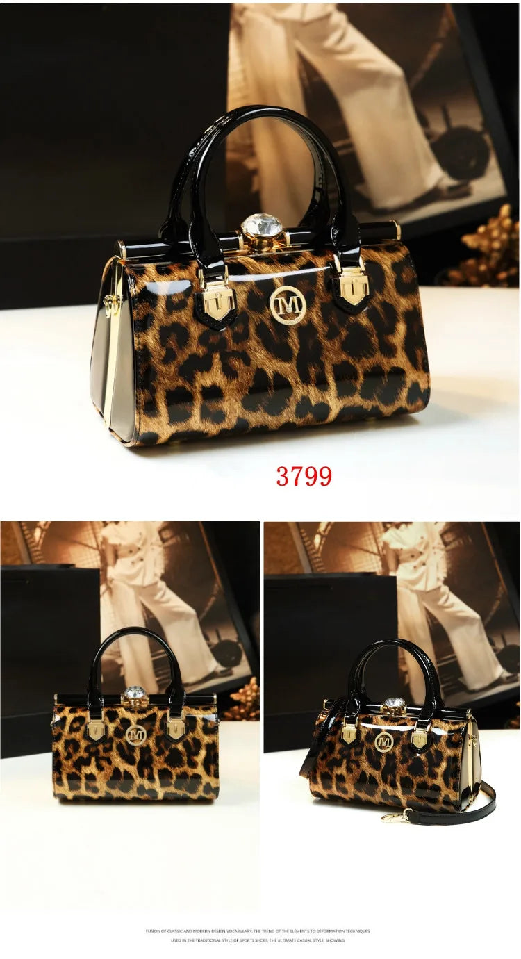 Sac à main léopard en cuir véritable pour femme, cuir de vachette, sac fourre-tout portable pour femme, sac de soirée, sacs alertes onaux initiés pour femme, mode