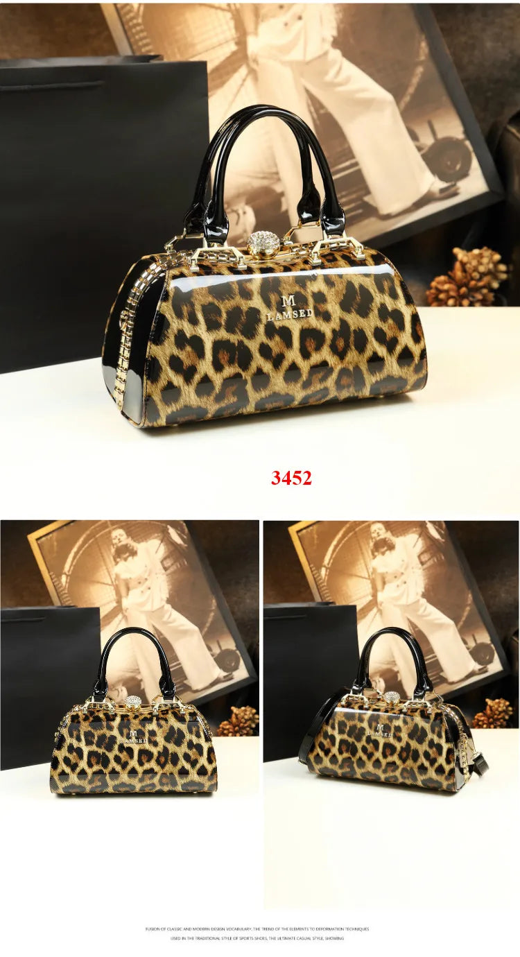 Sac à main léopard en cuir véritable pour femme, cuir de vachette, sac fourre-tout portable pour femme, sac de soirée, sacs alertes onaux initiés pour femme, mode