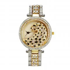 MISSFOX femmes montre à Quartz mode Bling décontracté dames montre femme Quartz or montre cristal diamant léopard pour les femmes horloge