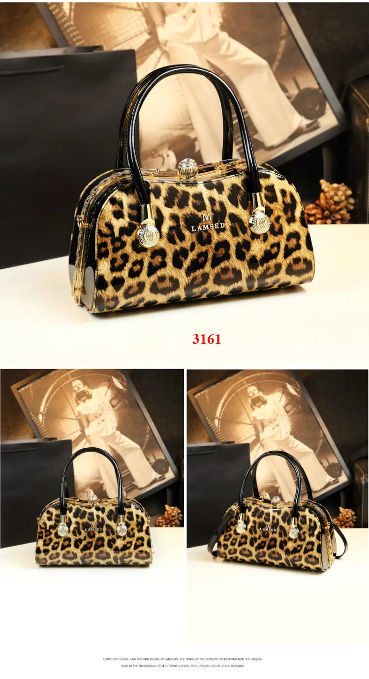 Sac à main léopard en cuir véritable pour femme, cuir de vachette, sac fourre-tout portable pour femme, sac de soirée, sacs alertes onaux initiés pour femme, mode