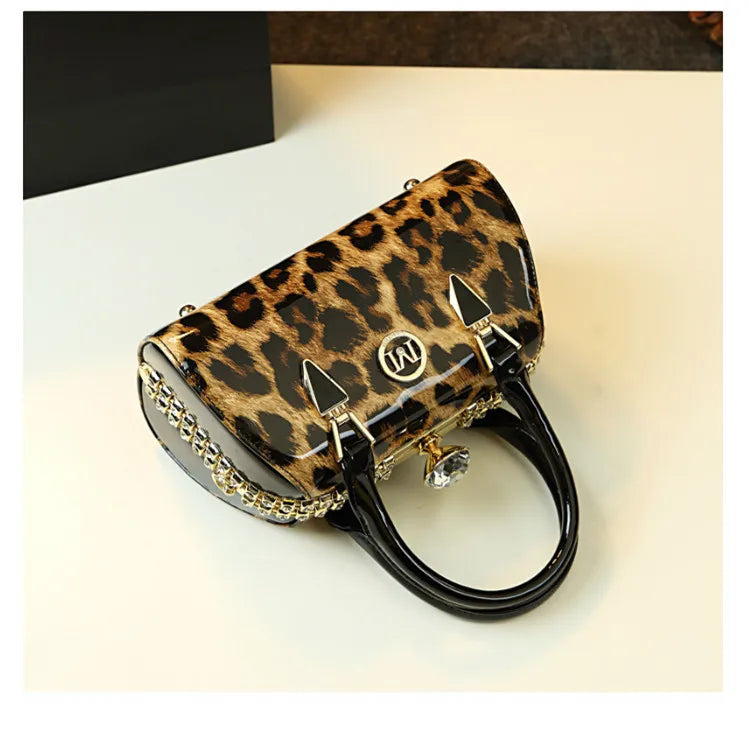 Sac à main léopard en cuir véritable pour femme, cuir de vachette, sac fourre-tout portable pour femme, sac de soirée, sacs alertes onaux initiés pour femme, mode