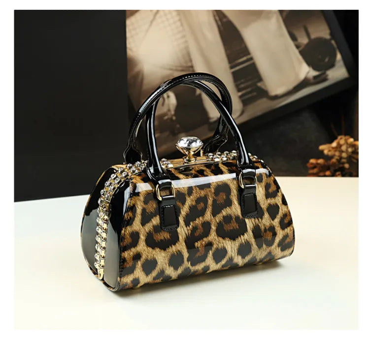 Sac à main léopard en cuir véritable pour femme, cuir de vachette, sac fourre-tout portable pour femme, sac de soirée, sacs alertes onaux initiés pour femme, mode