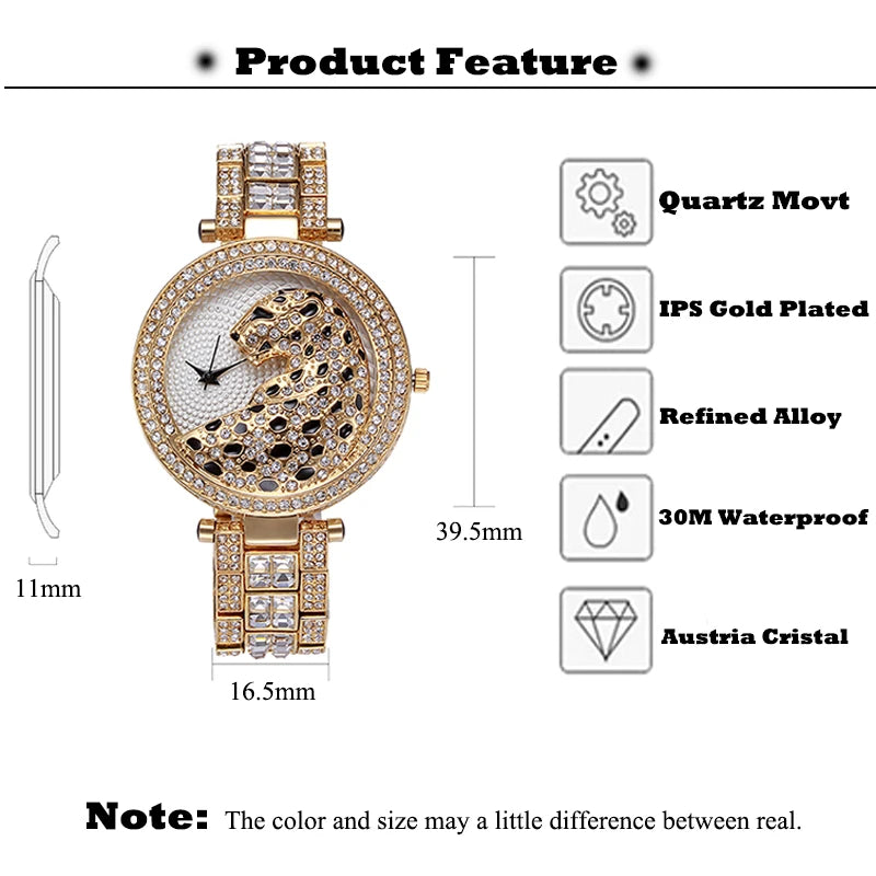 MISSFOX femmes montre à Quartz mode Bling décontracté dames montre femme Quartz or montre cristal diamant léopard pour les femmes horloge