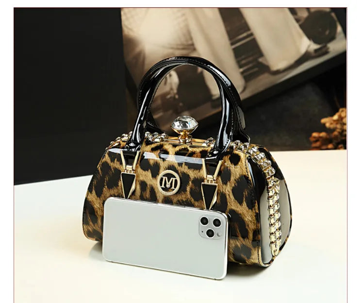 Sac à main léopard en cuir véritable pour femme, cuir de vachette, sac fourre-tout portable pour femme, sac de soirée, sacs alertes onaux initiés pour femme, mode