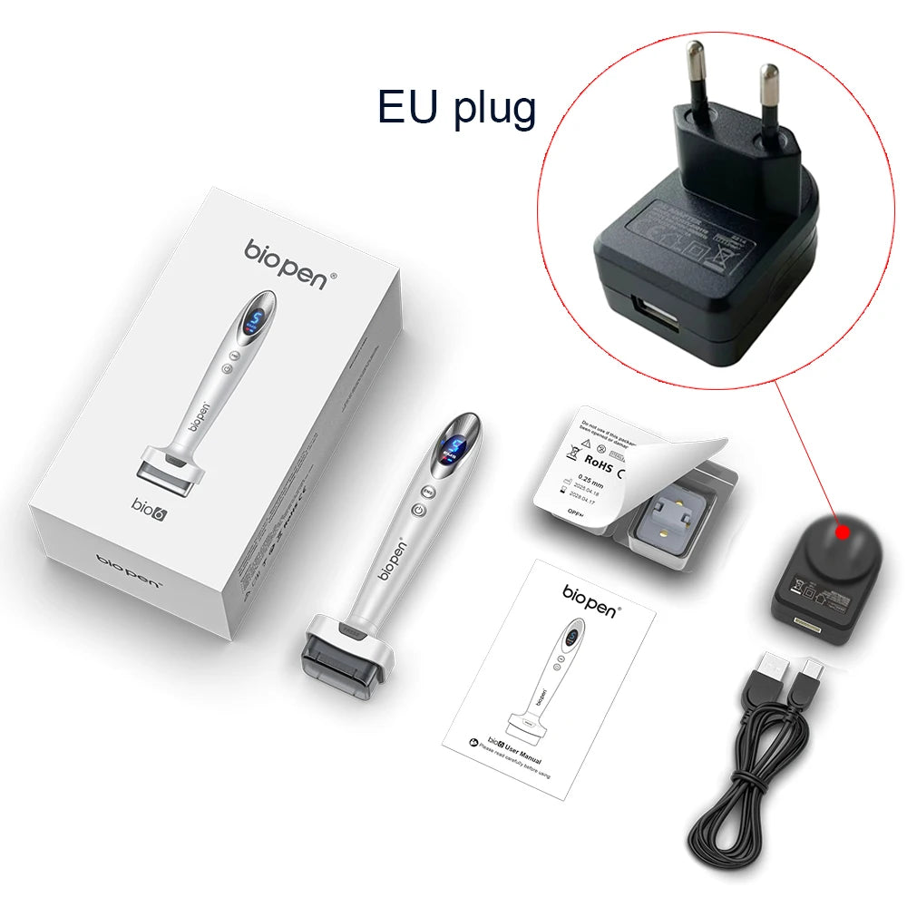 Nouveauté Derma Stamp Bio 6 LED Derma Pen EMS Vibration Microneedling équipement de beauté pour soins du visage croissance des cheveux