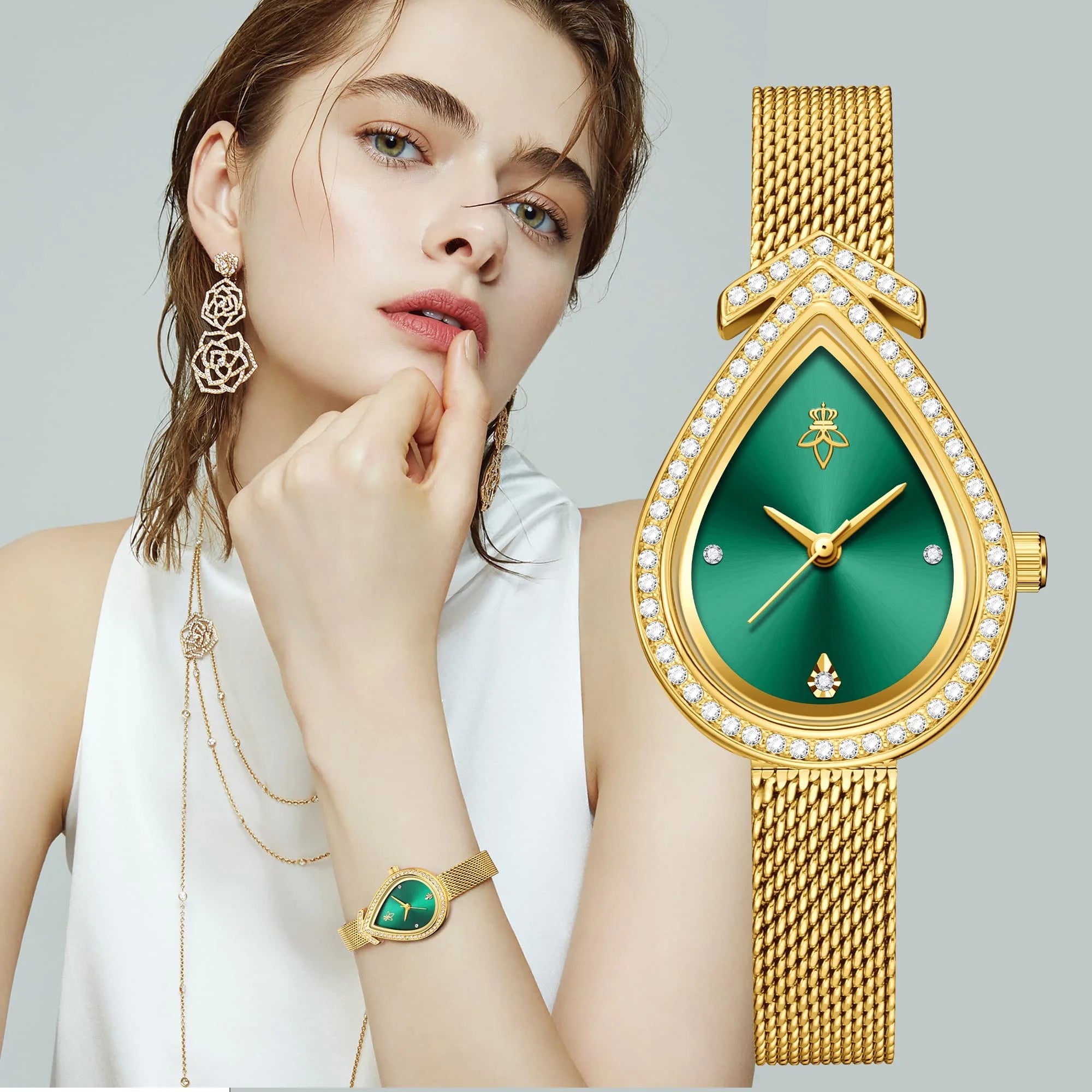 Montre de marque rétro Quartz pour femmes conception personnalisée or strass décoration montre tempérament élégant dames cadeau