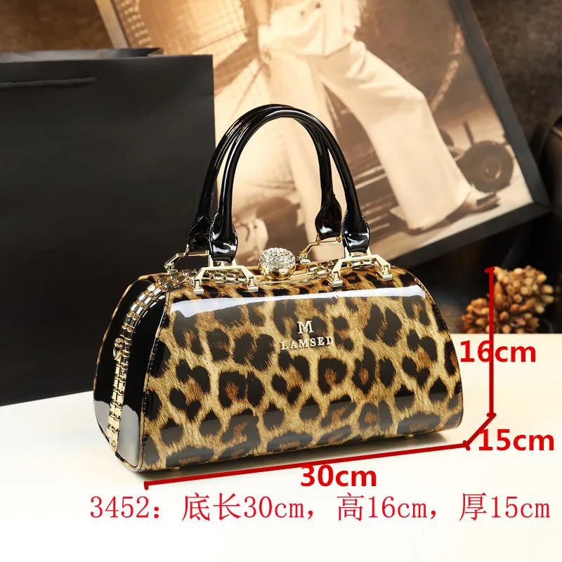 Sac à main léopard en cuir véritable pour femme, cuir de vachette, sac fourre-tout portable pour femme, sac de soirée, sacs alertes onaux initiés pour femme, mode