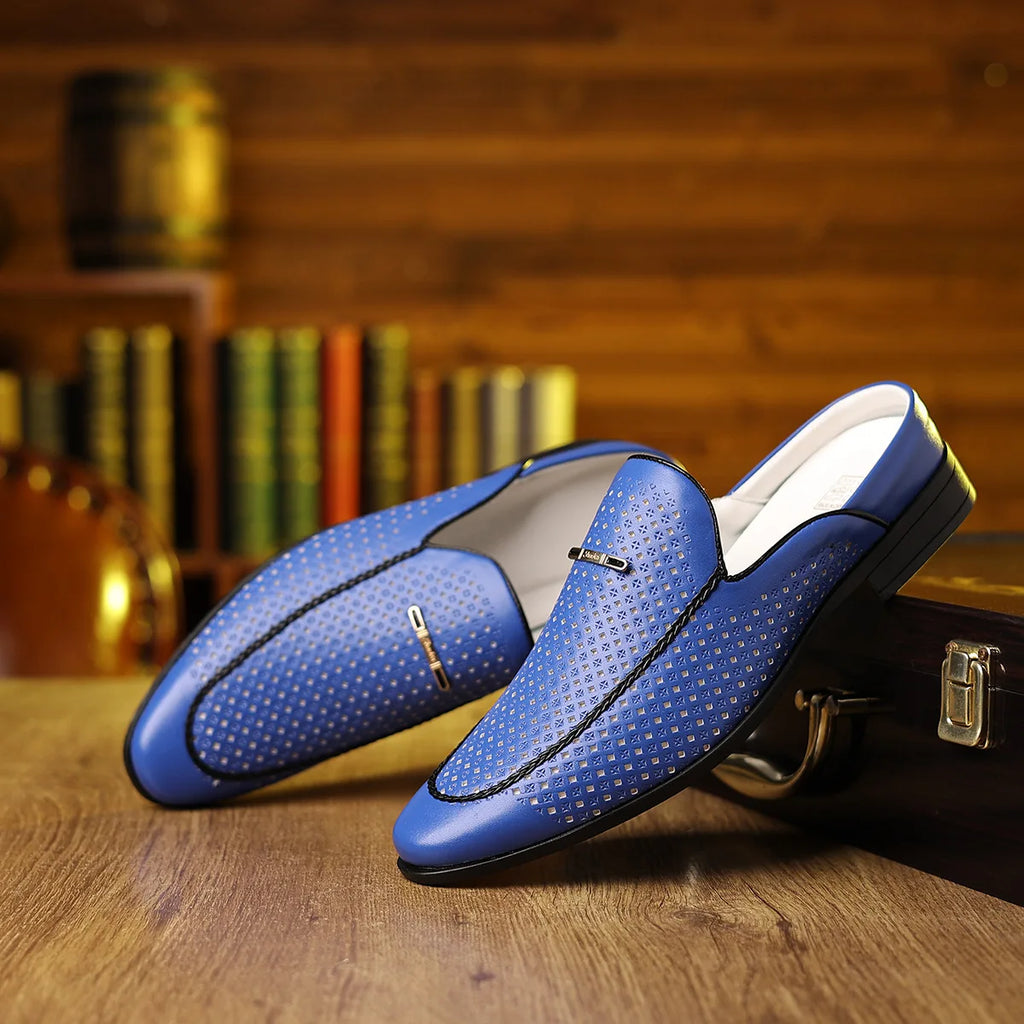 Hallow mode décontracté en cuir demi pantoufles pour hommes été automne nouveau concepteur Mules mâle grande taille couleur unie chaussures habillées homme