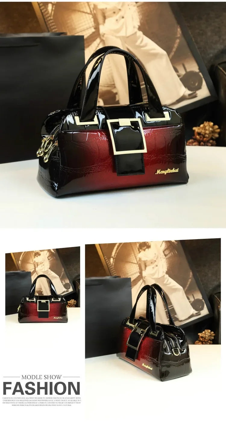 Sac à main multicouche en cuir souple pour femme, luxe motif crocodile, coussin Boston, , initié unique,