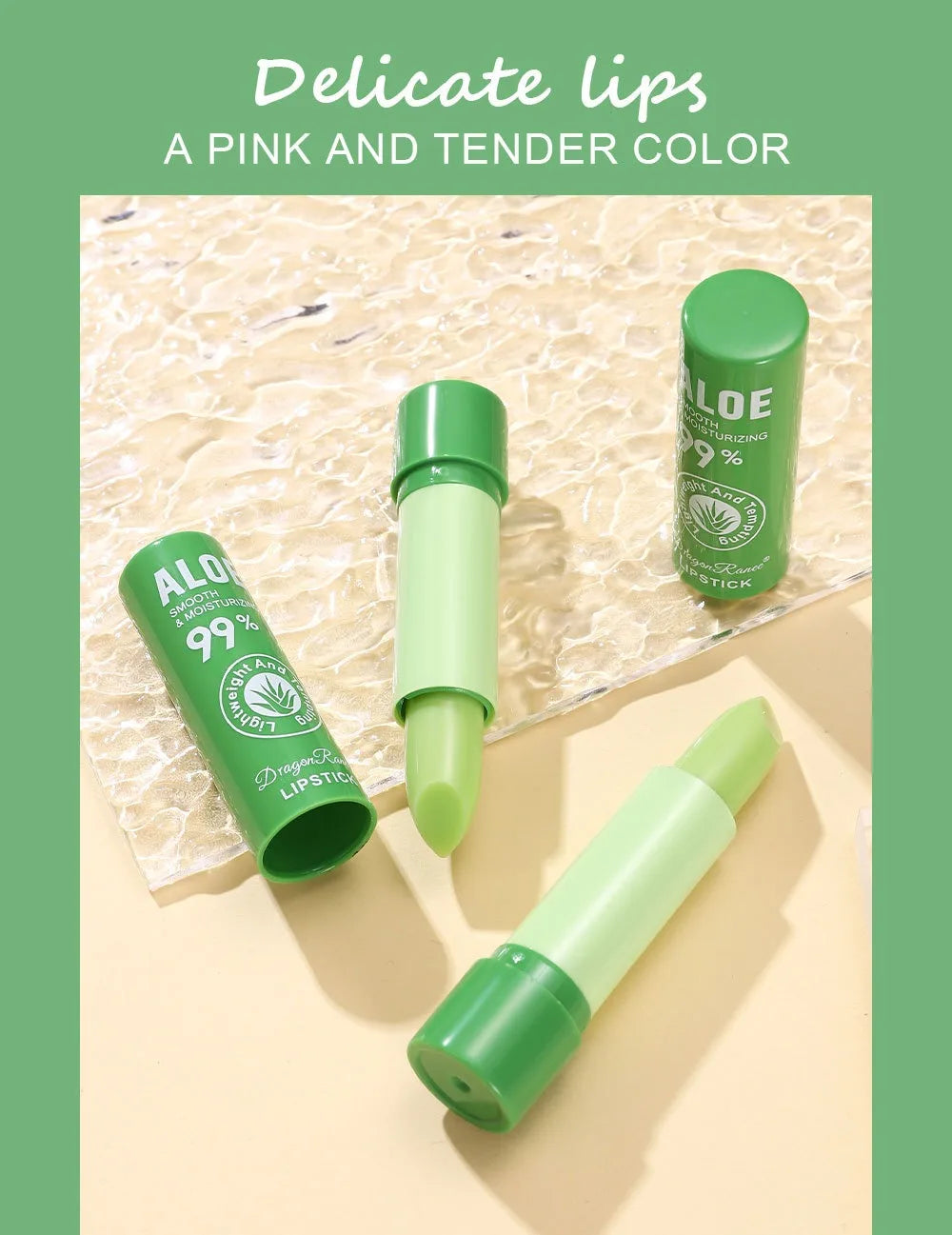 1/12 pièces Aloe rouge à lèvres couleur changeante baume à lèvres longue durée nourrir les lèvres soin maquillage hydratant aqueux rouge à lèvres