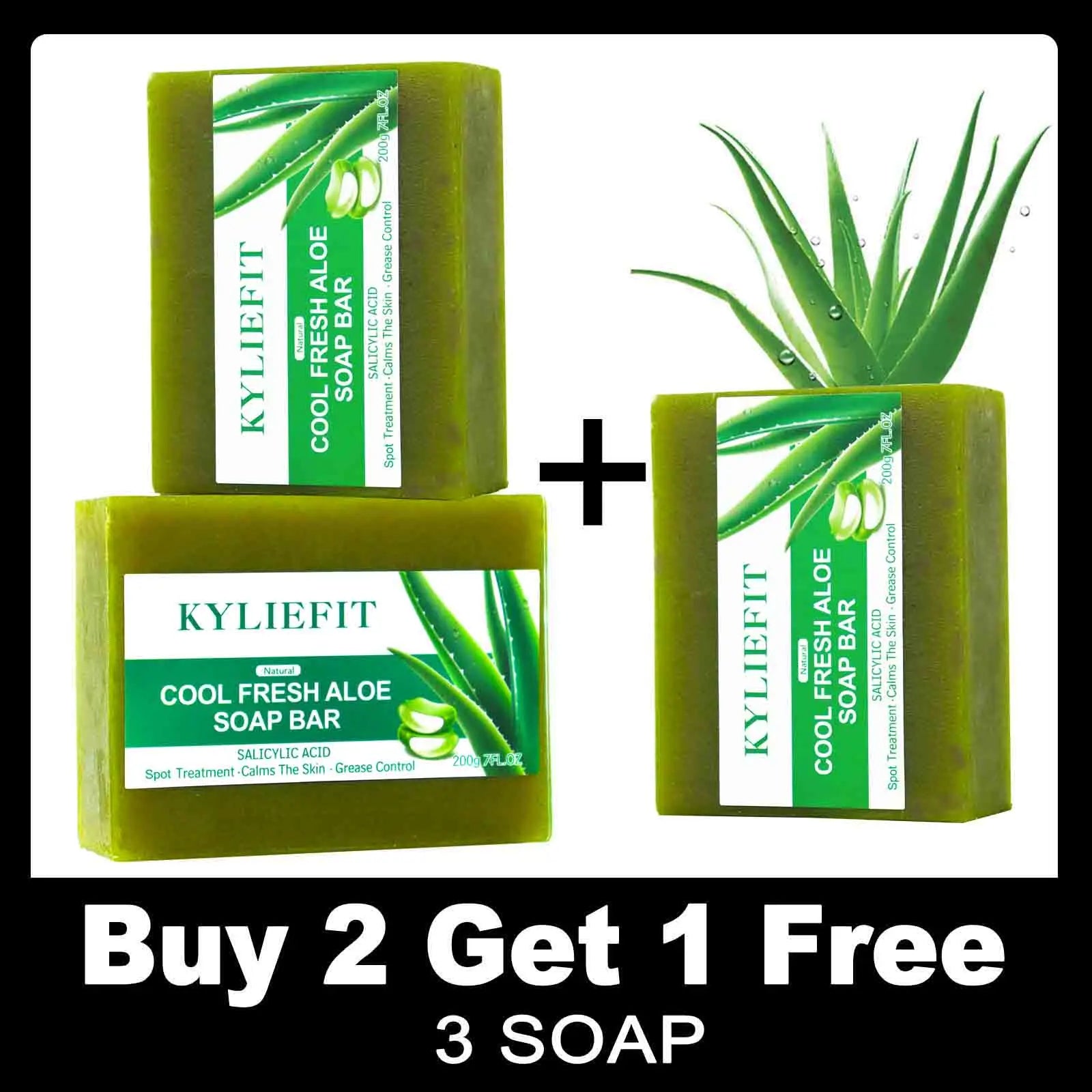 AILKE Savon blanchissant à l'aloe vera, élimine l'acné, les boutons, la peau rayonnante, améliore le lustre cutané, le bain végétalien pour tous les types de peau