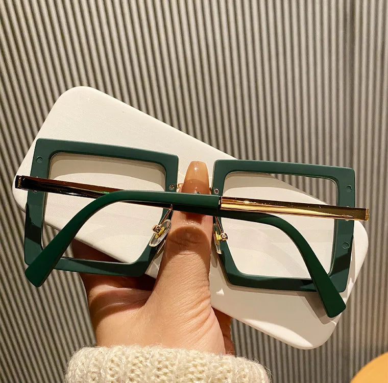 grand cadre femmes Anti-lumière bleue lunettes cadre épais nuances transparentes surdimensionné ordinateur oculaire 2025 nouveau dans