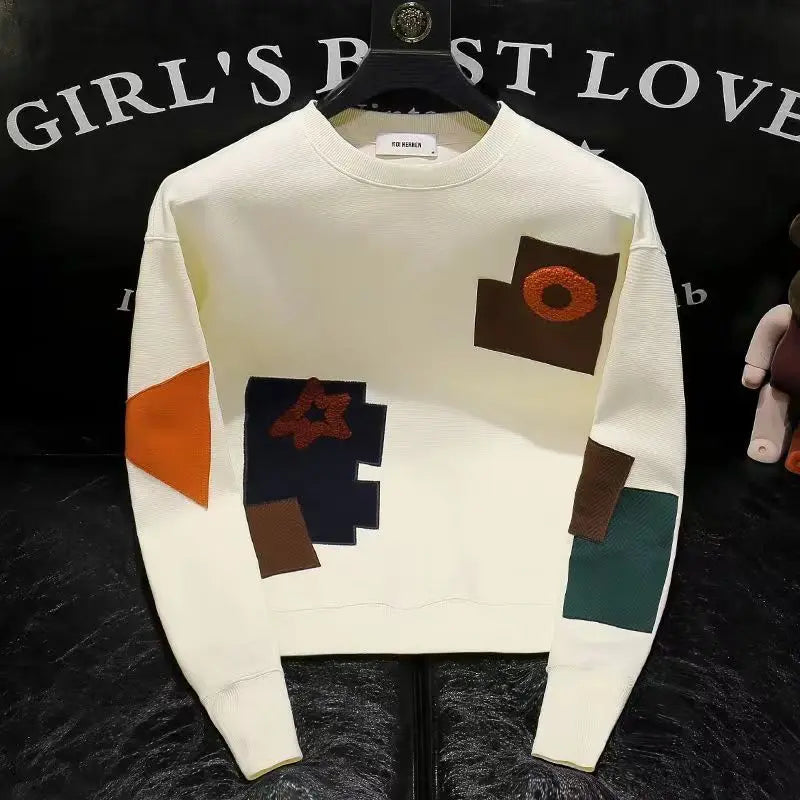 Pull Sweat-shirt brodé à manches longues et col rond pour homme, tendance, élégant ,nouvelle collection automne et hiver