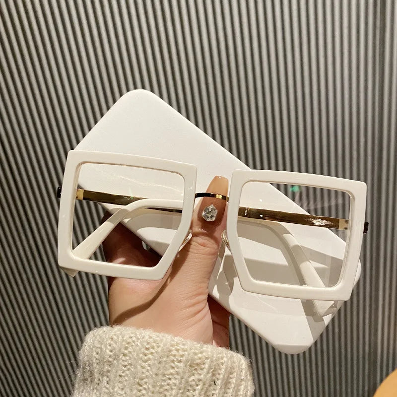 grand cadre femmes Anti-lumière bleue lunettes cadre épais nuances transparentes surdimensionné ordinateur oculaire 2025 nouveau dans