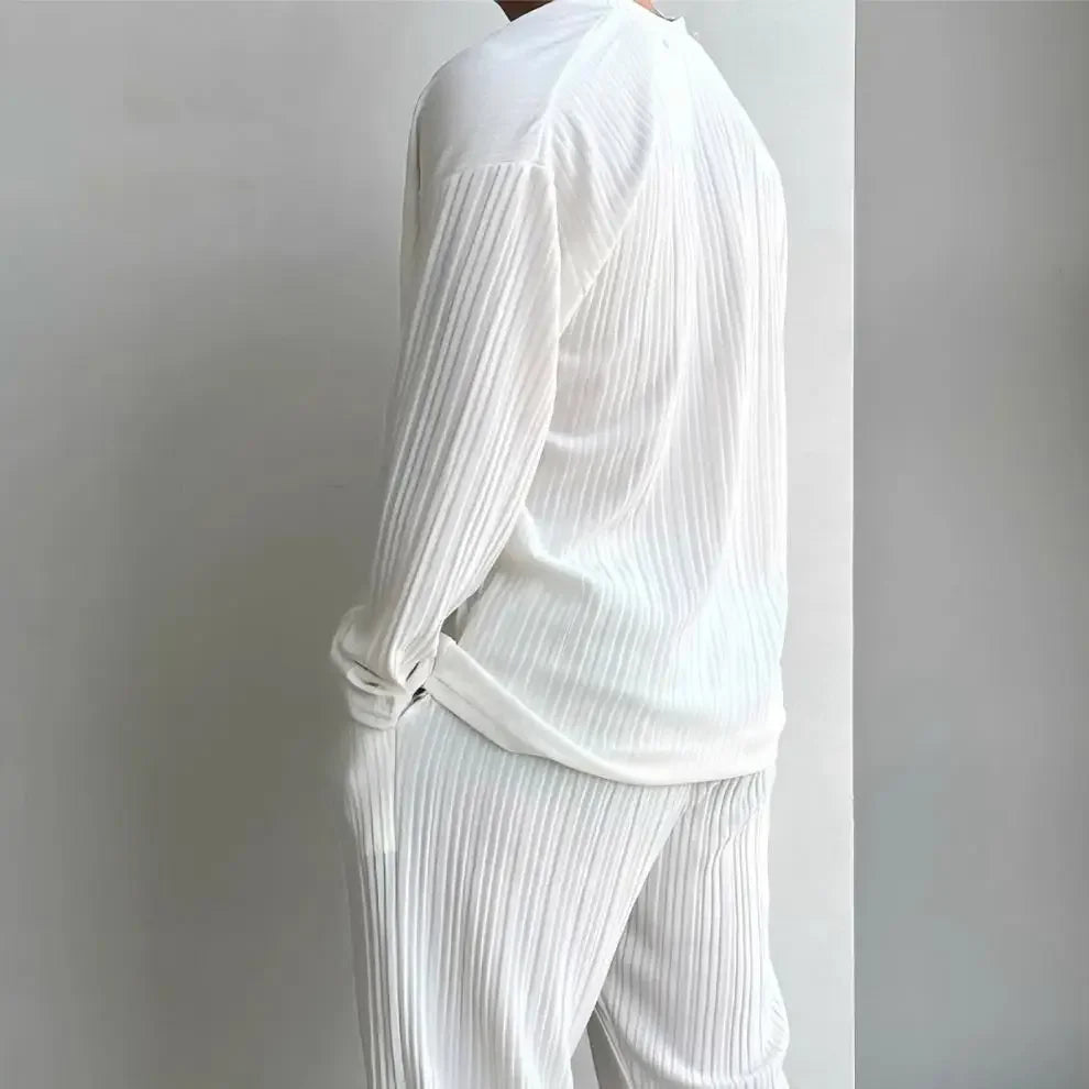 Ensemble  Cardigan en V profond pour hommes, couleur unie, Sexy, pull tricoté, chemise, costume décontracté à la mode