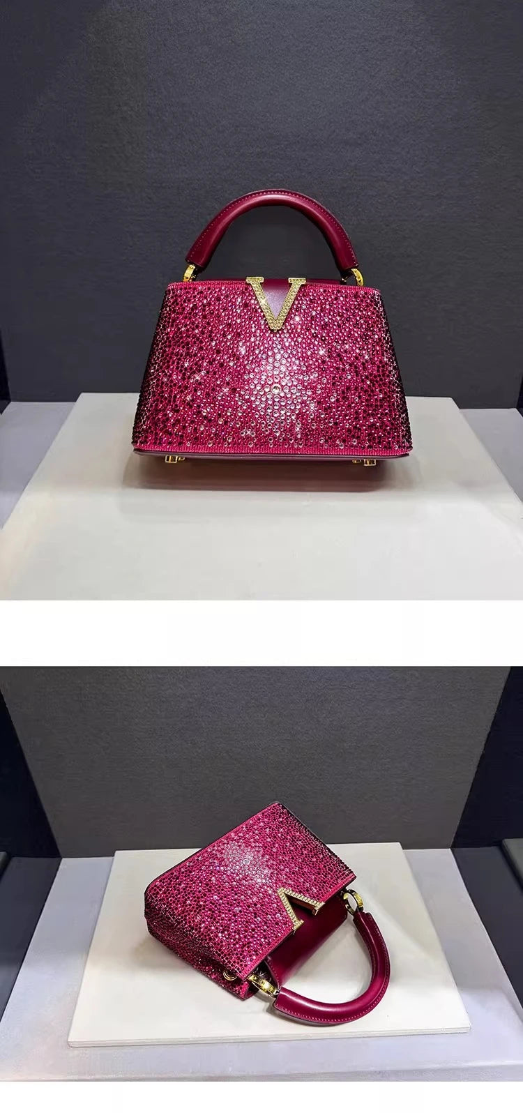 Marque de luxe en cuir diamant sac à main strass épaule bandoulière fourre-tout sacs pour femmes Bolso Marca Lujo