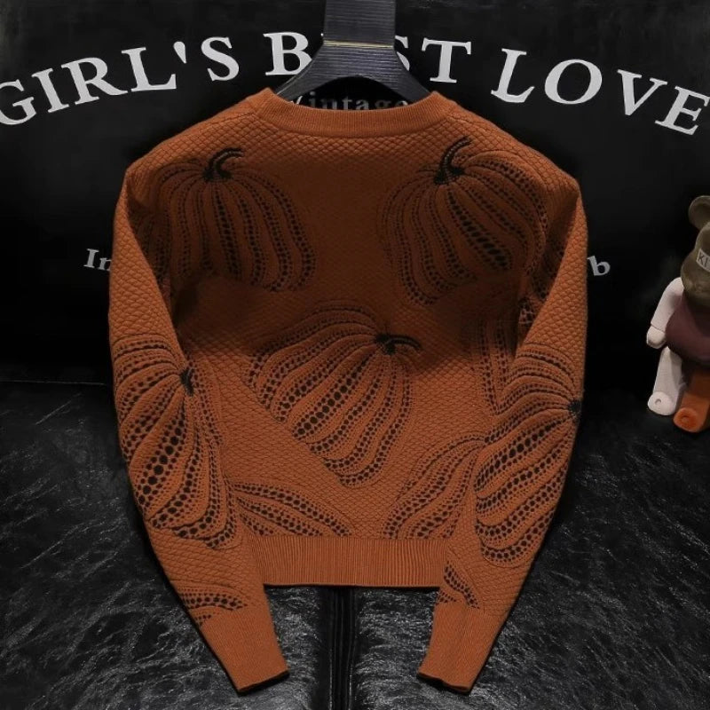 Pull Vintage brodé pour homme automne hiver  col rond Jacquard tissage mode décontracté ample à manches longues