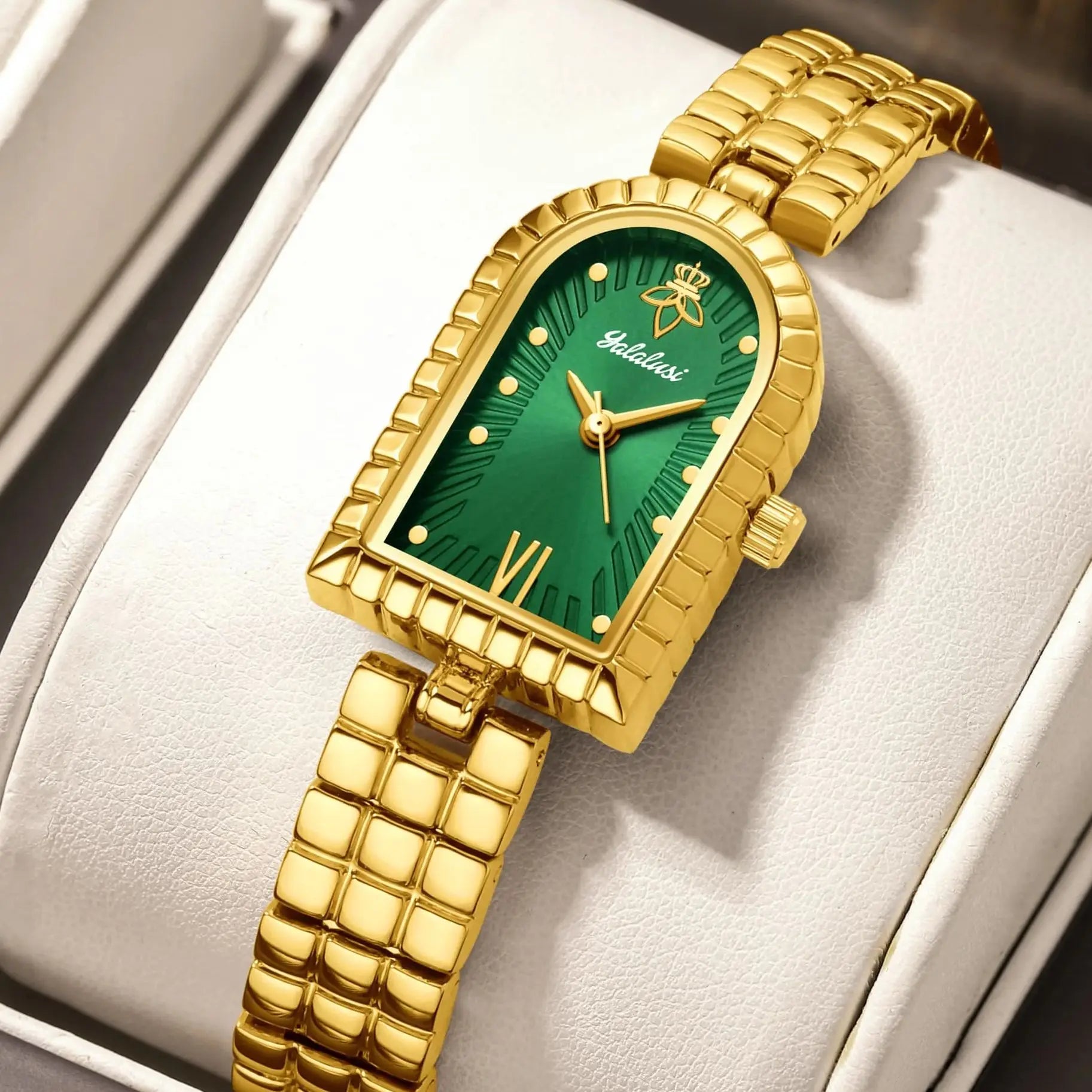 YaLaLuSi marque de luxe Vintage montre pour femme conception Unique cadran couleur émeraude profonde coffret cadeau cadeaux pour femmes