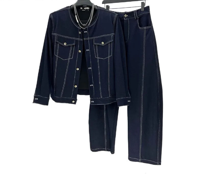 Ensemble  printemps automne pour  homme  rembourré épaule vestes à la mode Niche Chic décontracté pantalon