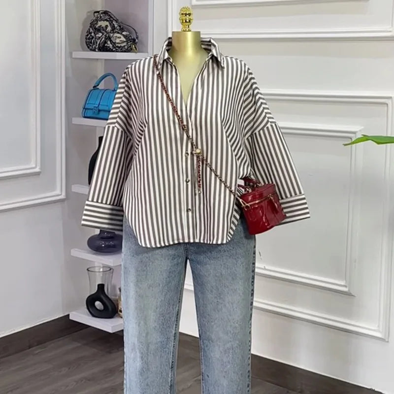 Blouse pour femme  automne  à manches longues simple boutonnage  ample style 2026