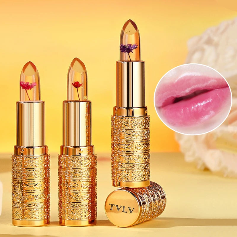 Le rouge à lèvres pétale qui change de couleur cristal pour les femmes hydrate le baume à lèvres durable et non collant