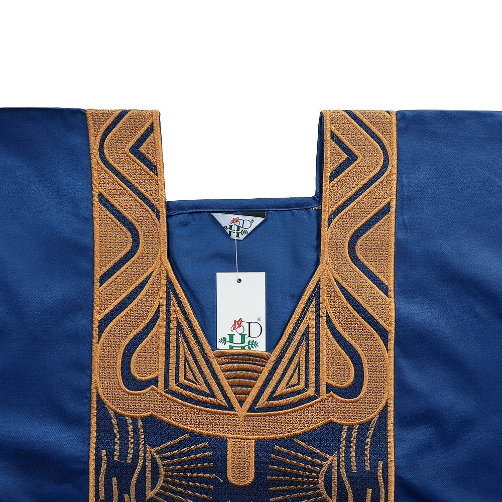 tenue traditionnelle Agbada africaine pour hommes, ensemble brodée Agbada bleue, grande taille, pour mariage, cérémonie, 3 pièces